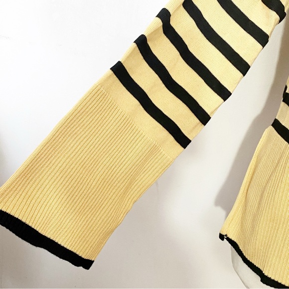 No Brand ribbed striped,bell sleeve cotton knit oversized turtleneck sweater S - Picture 3 of 7